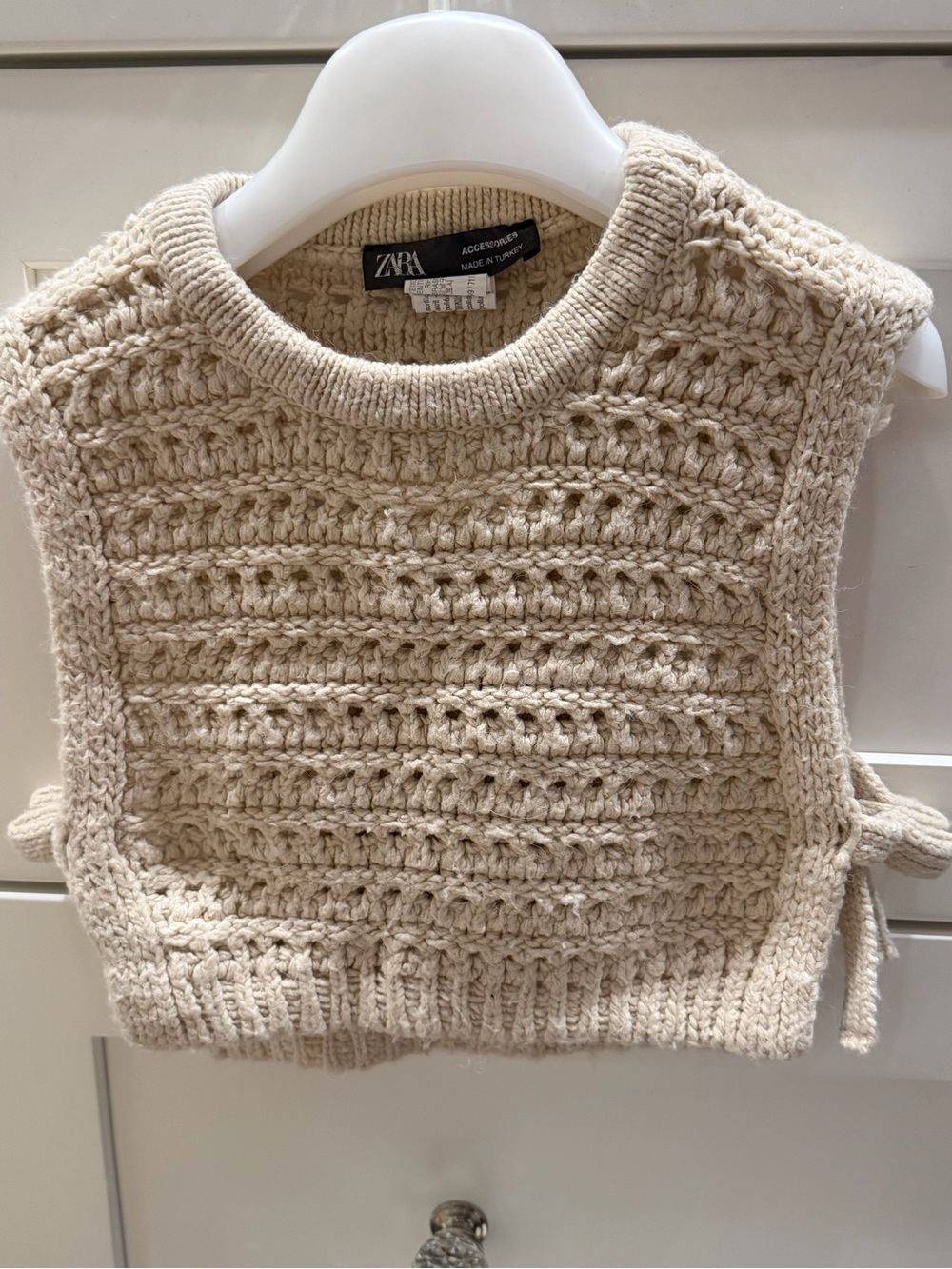 ZARA kids Cropped Cream Crochet Knit Sleeveless Sweater Vest